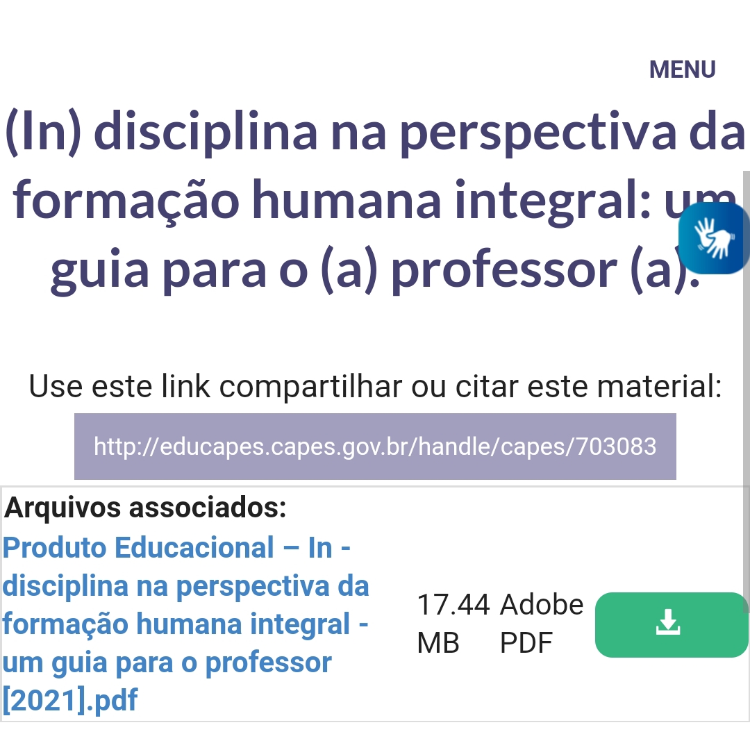 Imagem da página inicial do site (In) disciplina na perspectiva da formação humana integral: um guia para o (a) professor (a).