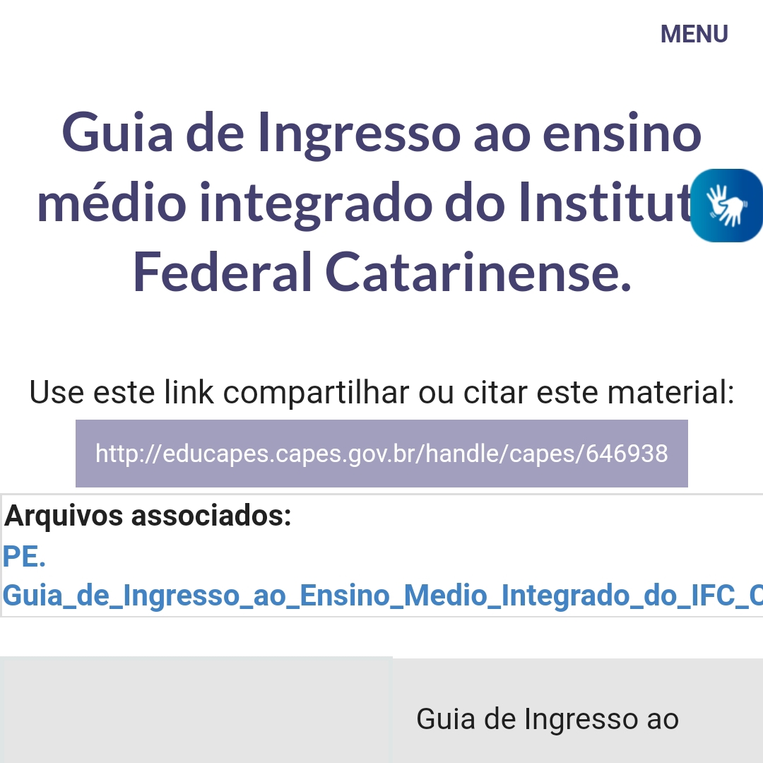 Imagem da página inicial do site Guia do Ingresso ao ensino médio integrado do Instituto Federal Catarinense